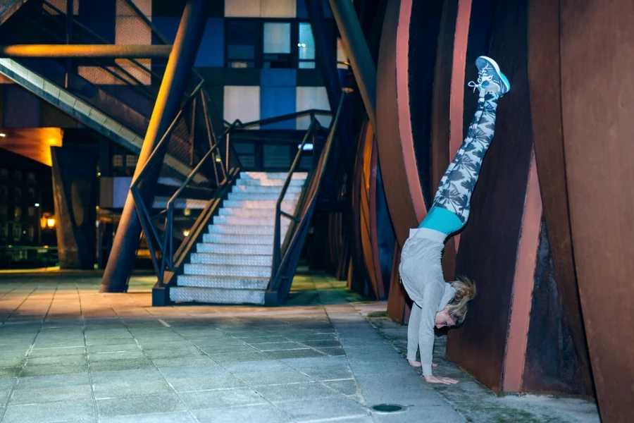 A woman trainer practicing yoga