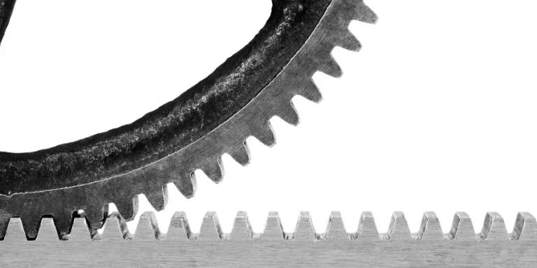 Spoke Gear on a rack gear against a white background