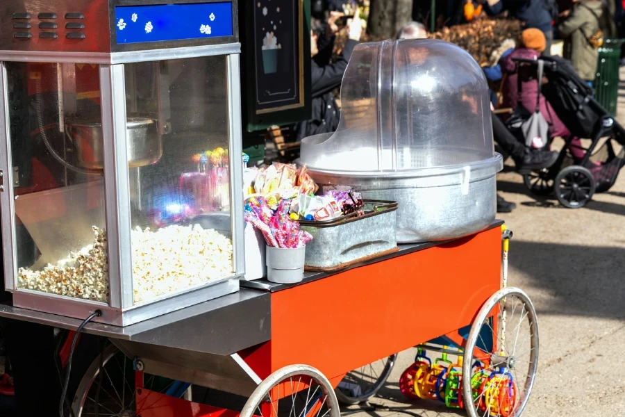 Retro Popcorn popper Machine in the park
