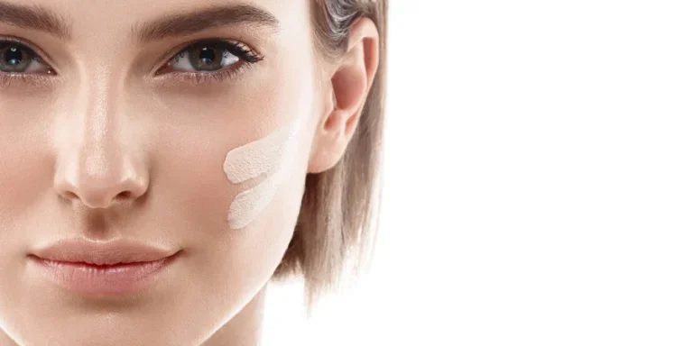 face foundation lines on woman face