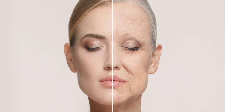 Portrait of beautiful woman with problem and clean skin