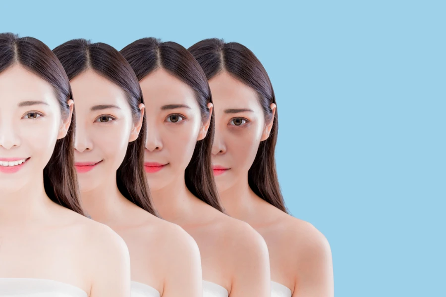 woman with skin whitening concept on the blue background
