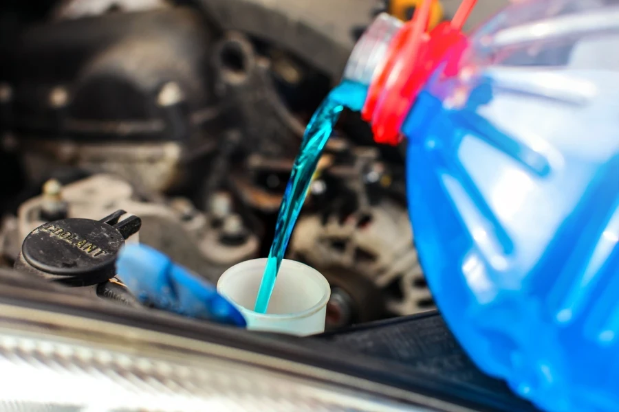 Filling a windshield washer tank