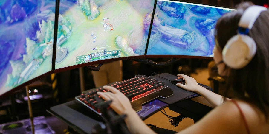 A Woman Playing League of Legends