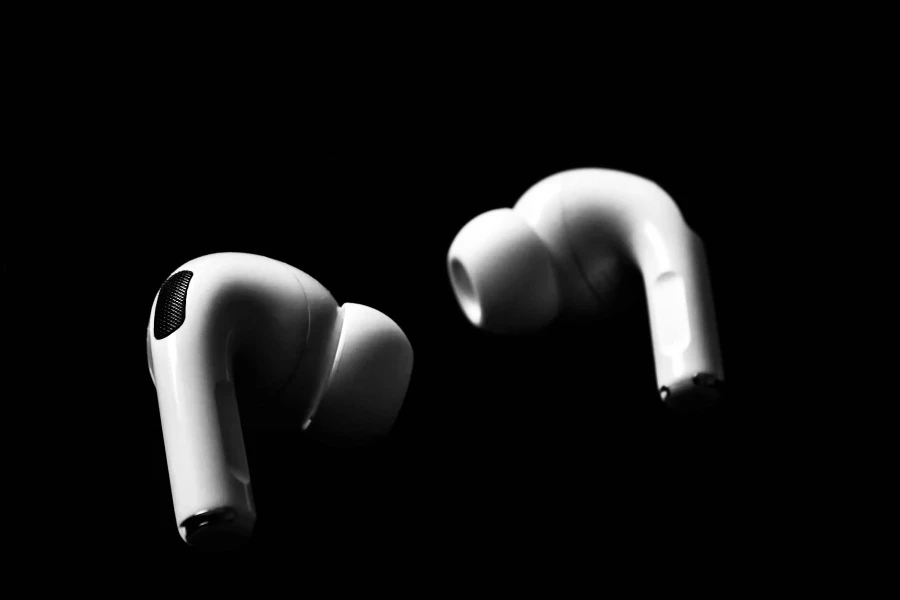 Wireless Earpods on Black Background