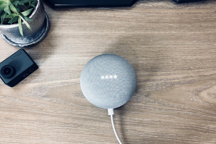 Top view of stylish smart speaker