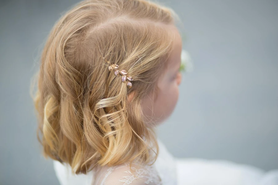 Brass Hair Clip on Little Girl's Hair