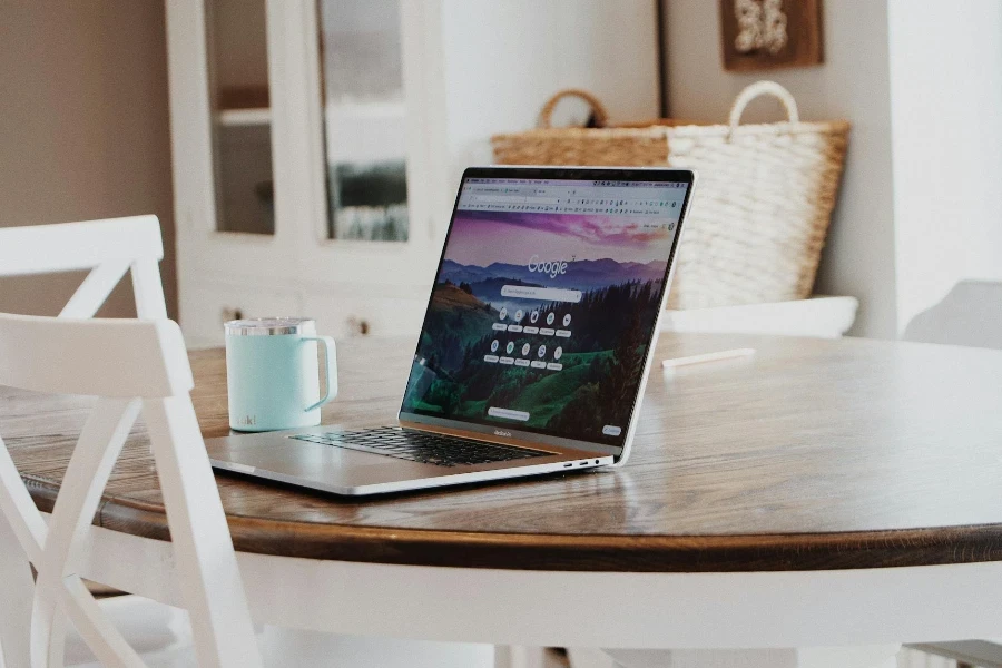 portable monitor on Brown Wooden Table