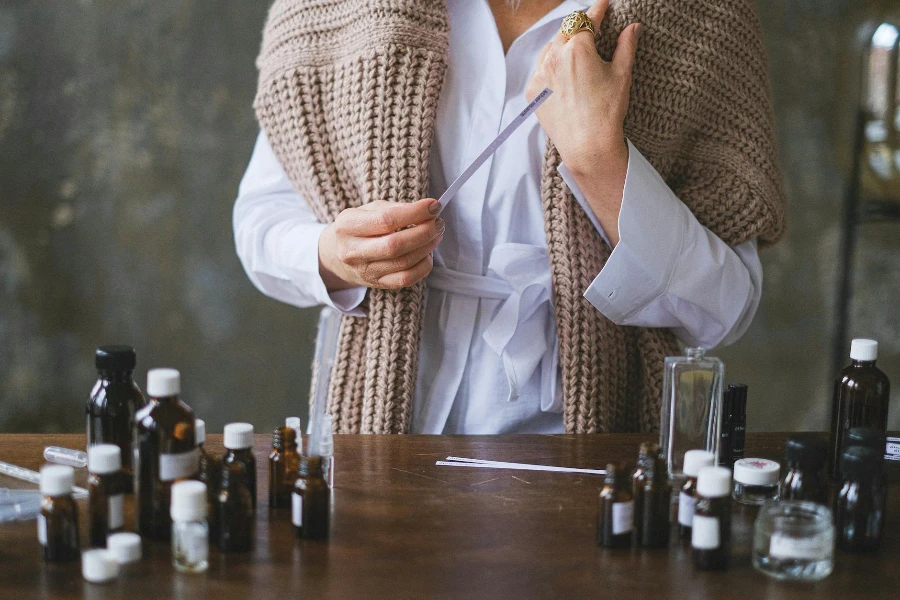 Person with Equipment for Aromatherapy