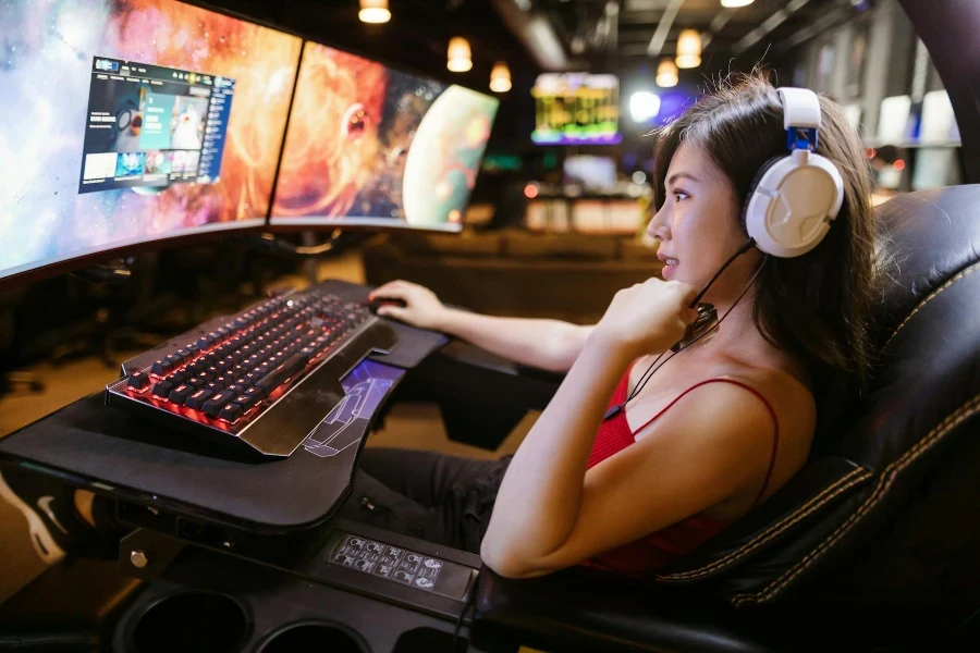 A Woman Playing Video Game