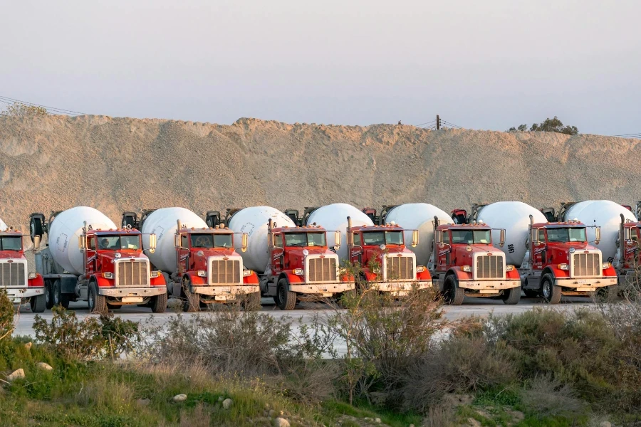 Cement Trucks in a Row