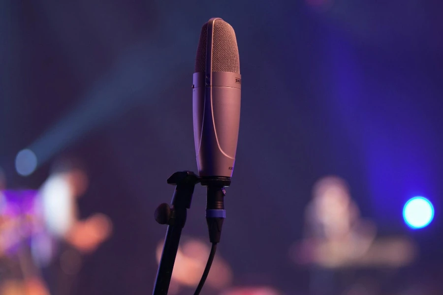 Photo of a Condenser Microphone on Mic Stand