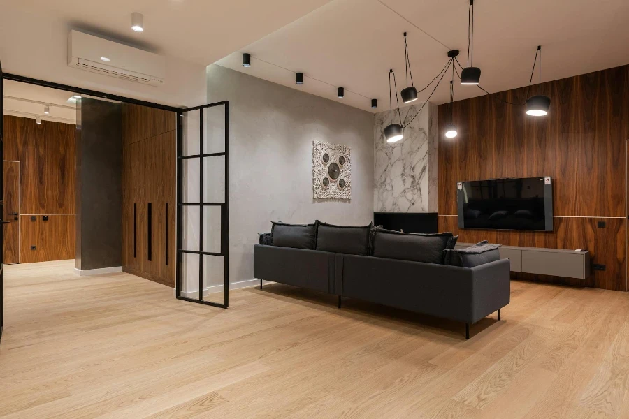 Interior of spacious modern living room