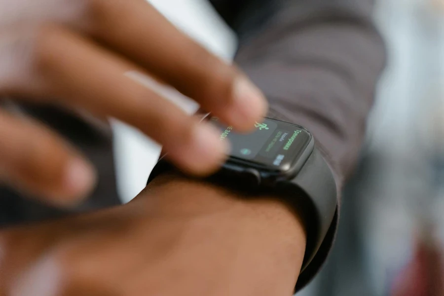 Person Wearing a Black Smart Watch