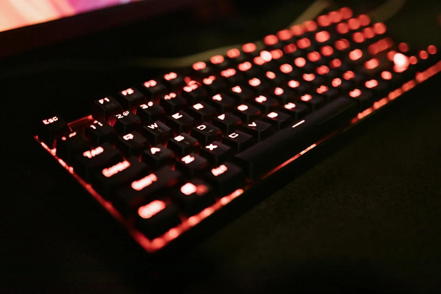 Close-Up View of a Mechanical Keyboard