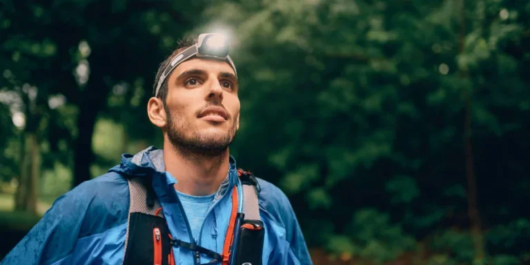 jogger with a headlamp