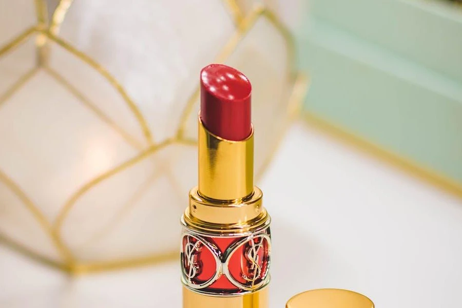 One stylish red matte lipstick