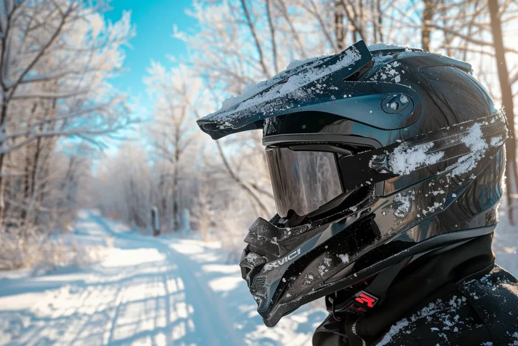 photo of an all black full face helmet with clear visor