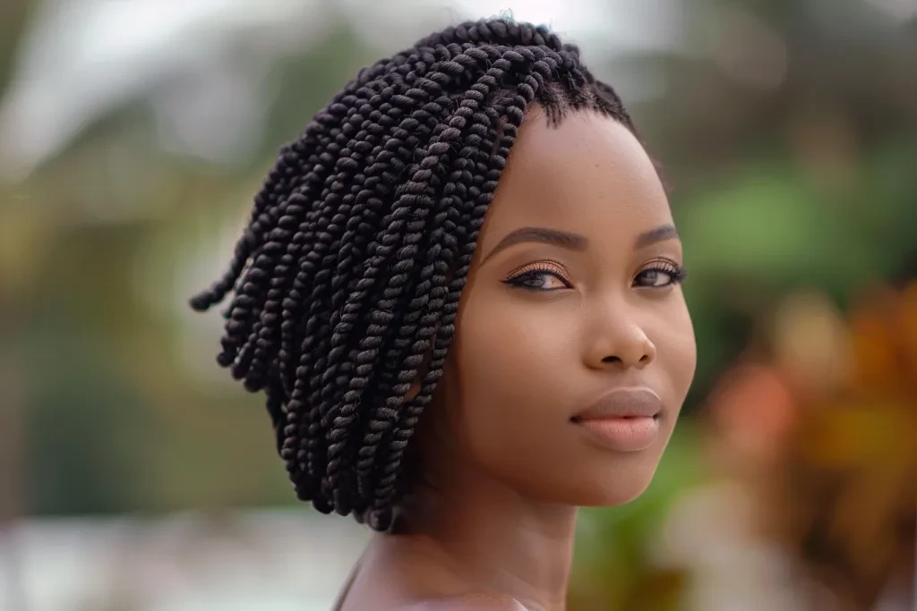 photo of an woman with short micro braids in her hair