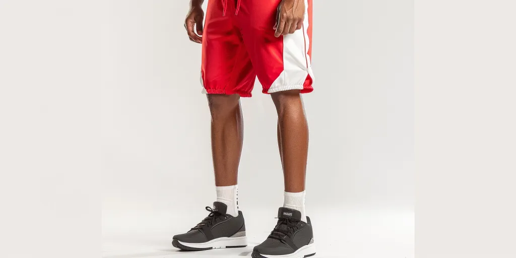 red and white basketball shorts