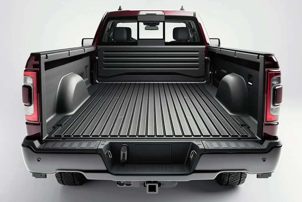 single piece design with no projection on the edges of tailgate and black color in solid finish
