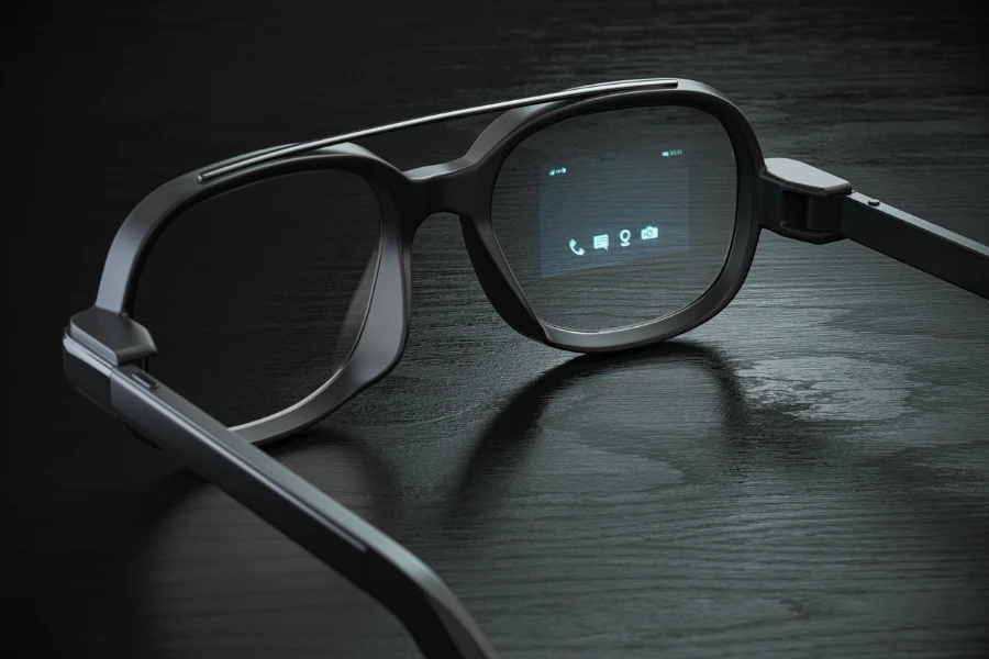 Smart glasses laid on a table