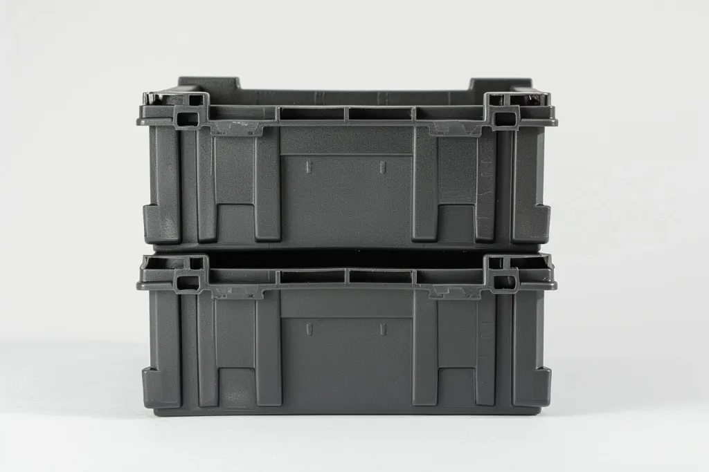 two black plastic cargo rear sofa boxes for the model truck