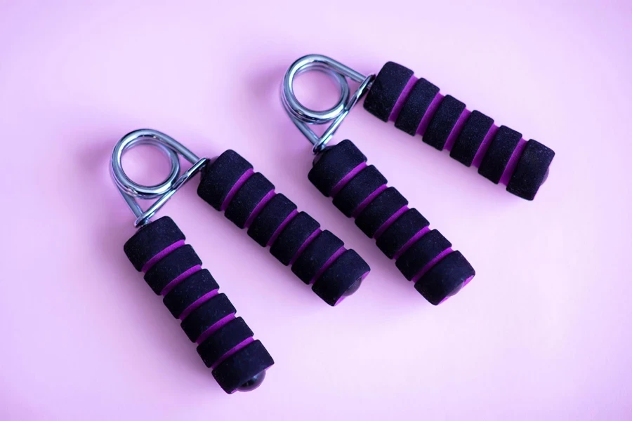 two purple hand grips