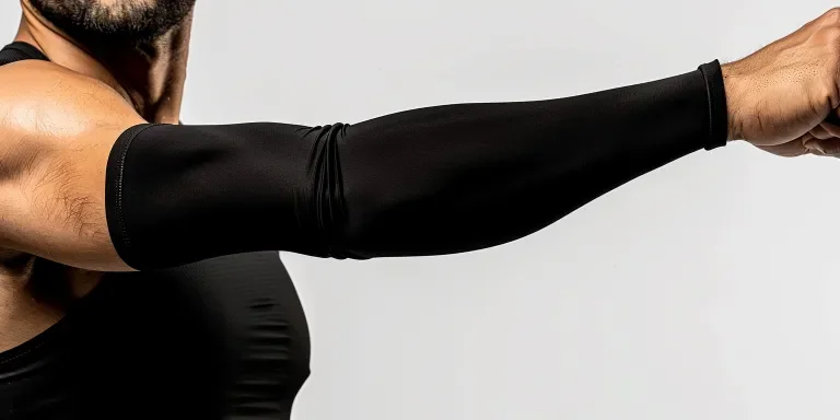 Man wearing long black arm sleeve isolated