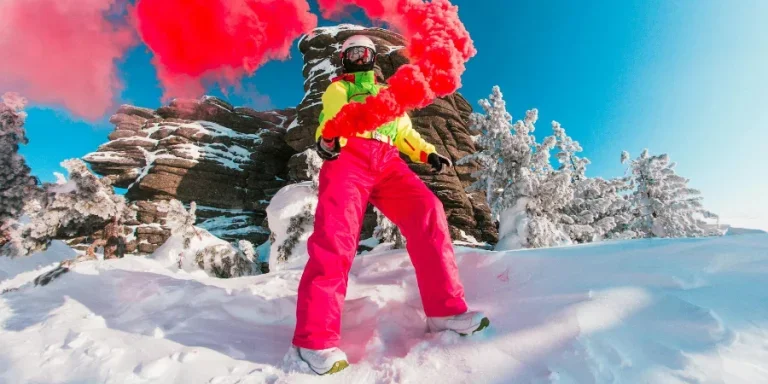 Person Wearing a Colorful Jacket and Pink Pants