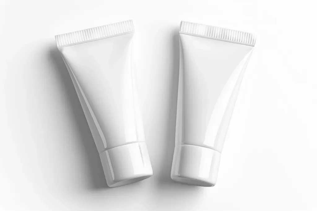 2 white blank beauty tubes