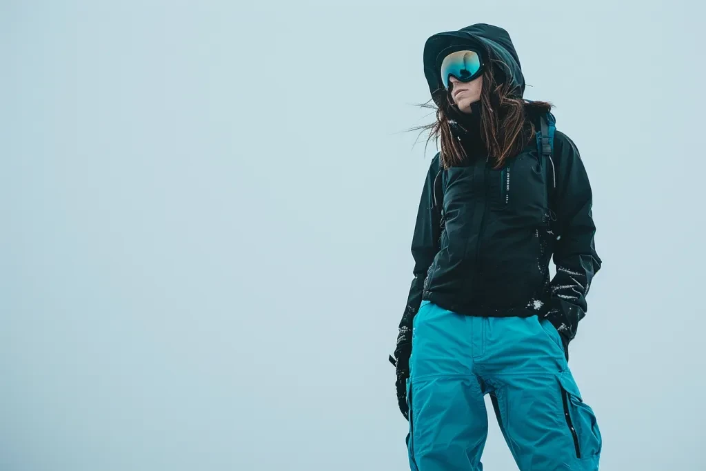 A Ross Huntington woman wears snow pants