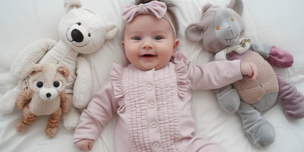 A baby girl wearing a pink