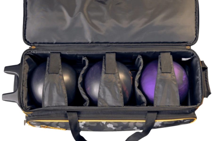 A bag with three bowling balls