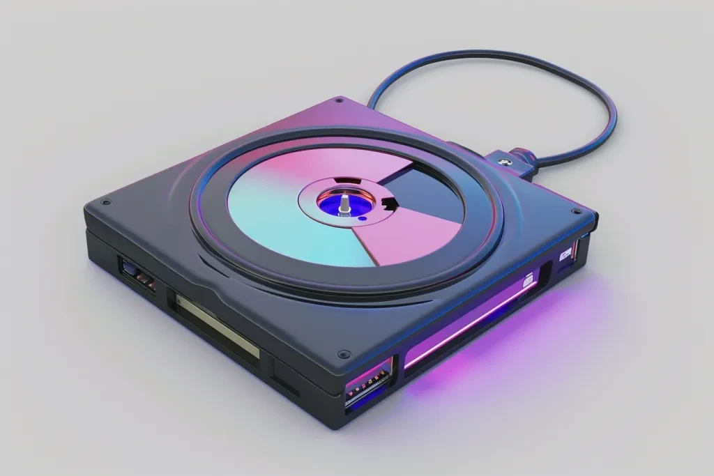 A black disk drive