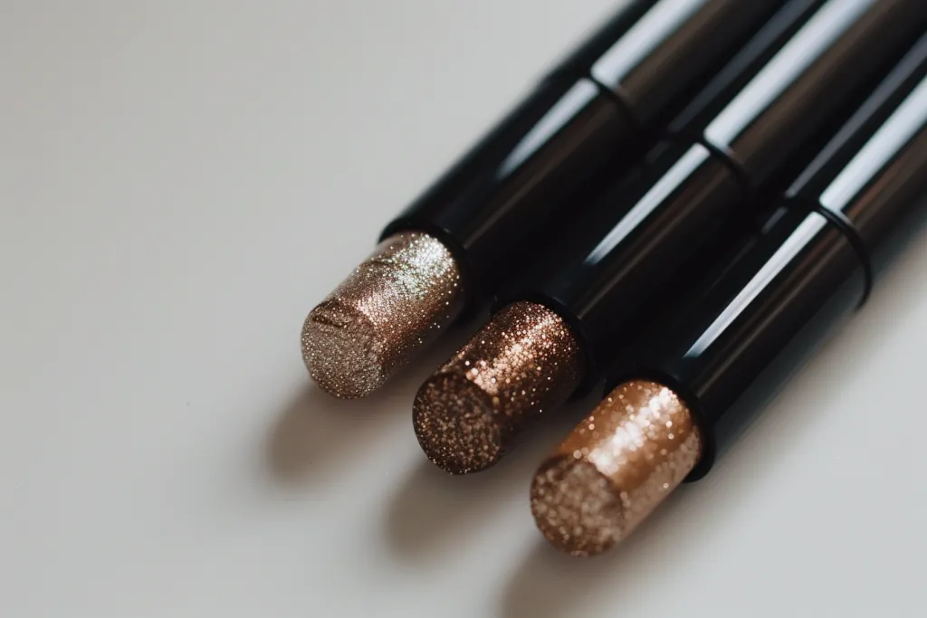 A closeup of two different eye shadow sticks