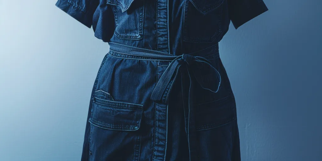 A denim dress with no sleeves