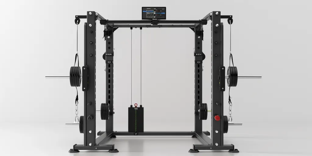 A full body functional trainer machine with two arms