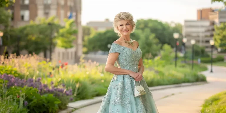 A full body photo of an attractive middle-aged woman