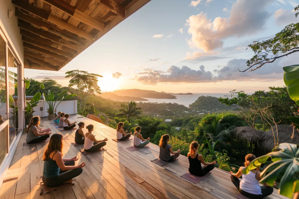 A group of people meditating