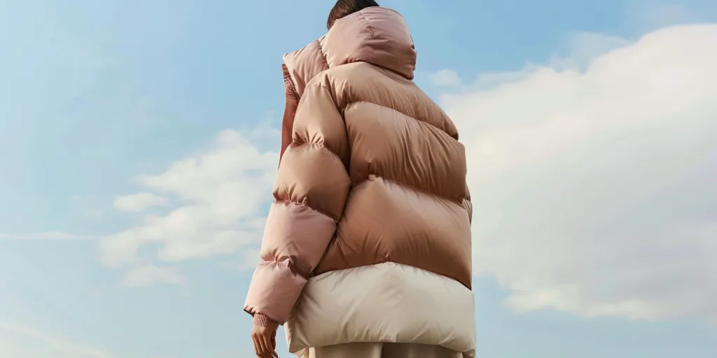 A huge oversized puffer jacket without a hood