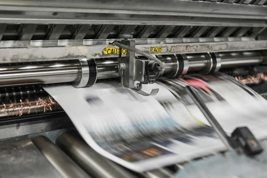 A large-scale printer producing a print