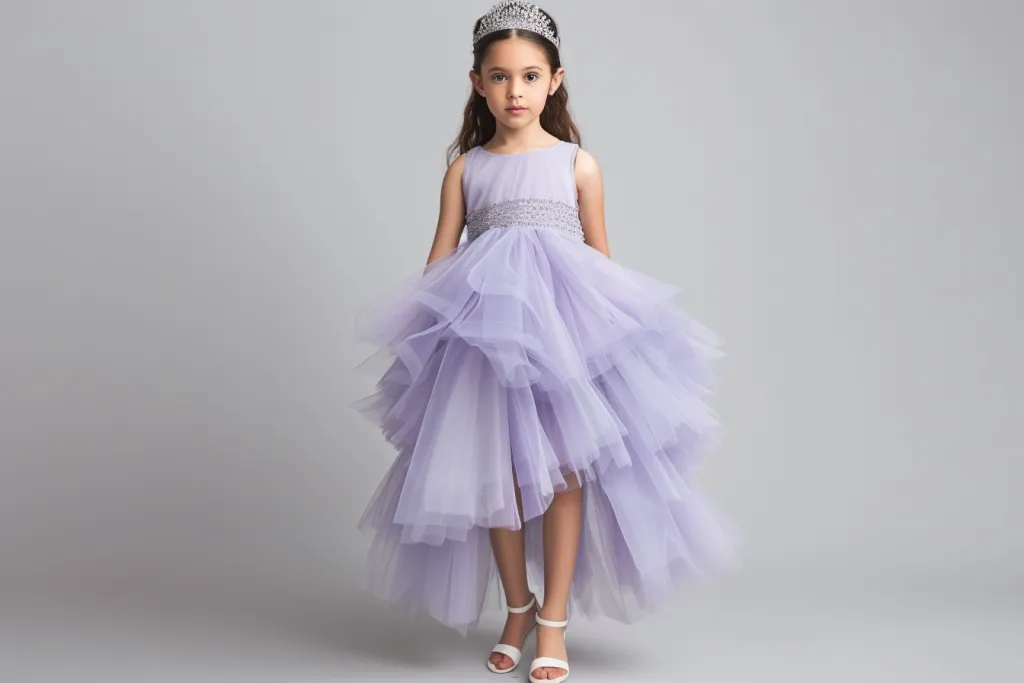 A light purple high-low tulle dress