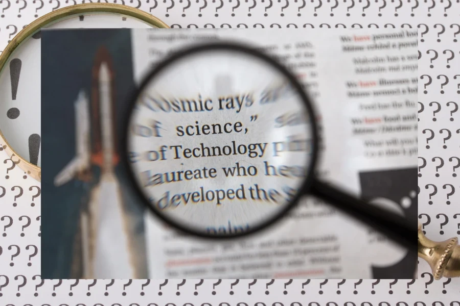 A magnifying glass placed on a book