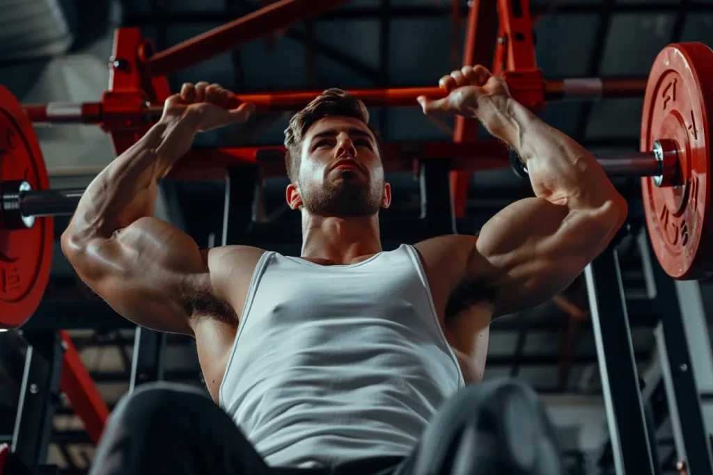 A man doing chest presses in the gym