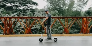 A man riding an electric bike