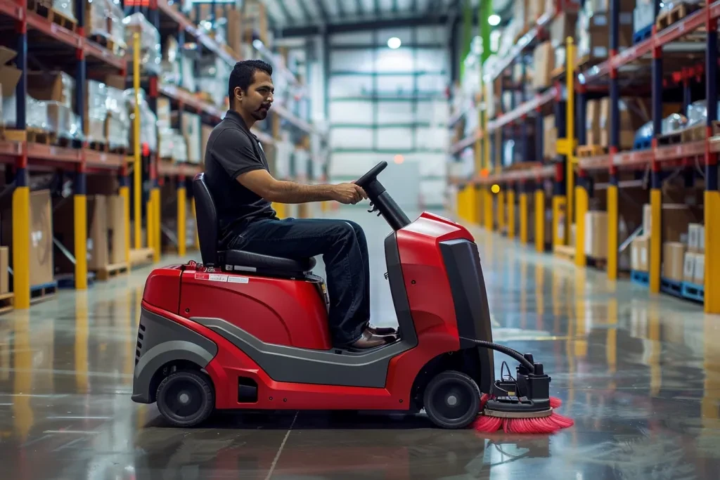 A man sitting on the top of the machine