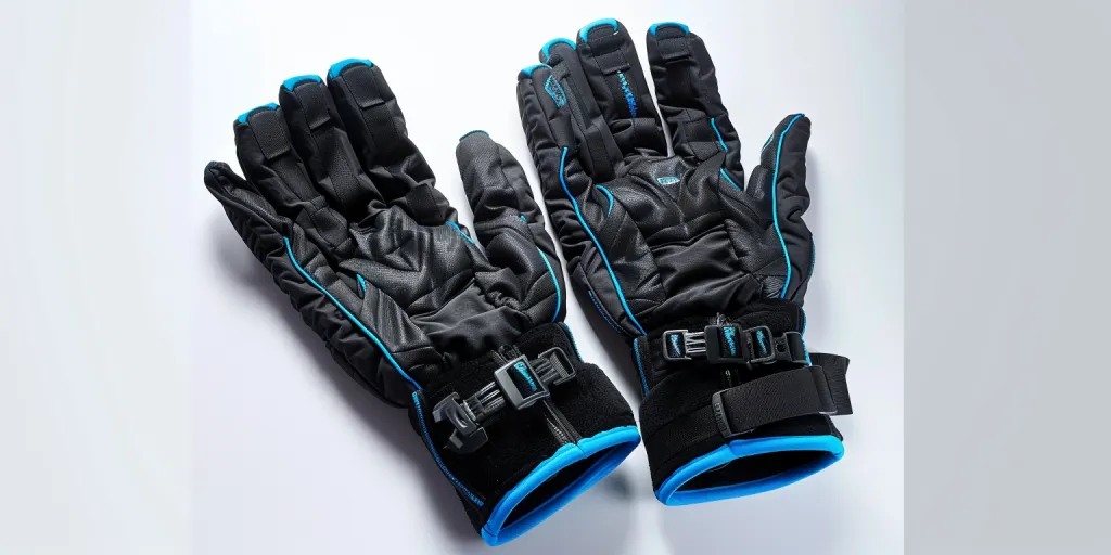 A pair of black ski gloves
