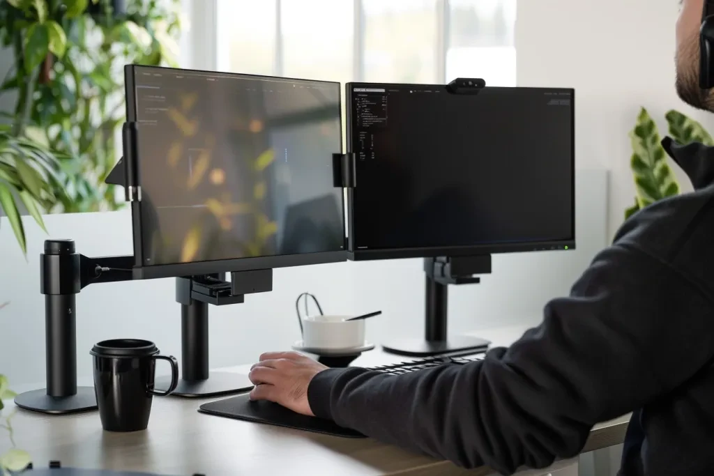 A person sitting at an office desk