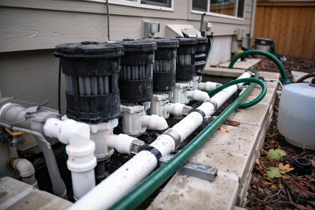 A photo of an above ground pool water pump with the main void filter